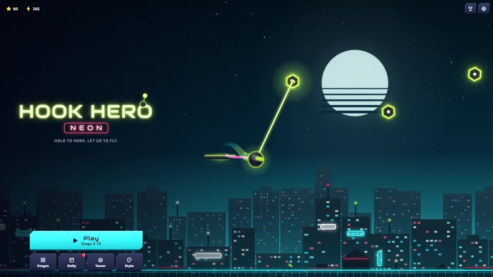 Hook Hero Neon gameplay