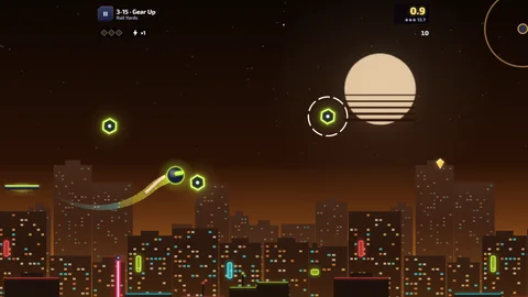 Hook Hero Neon — landscape gameplay.