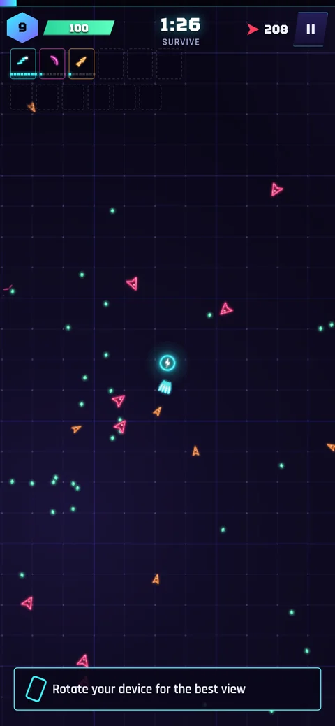 Neon Survivor — portrait gameplay.
