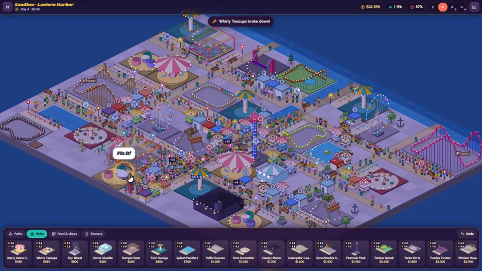 Theme Park Manager gameplay