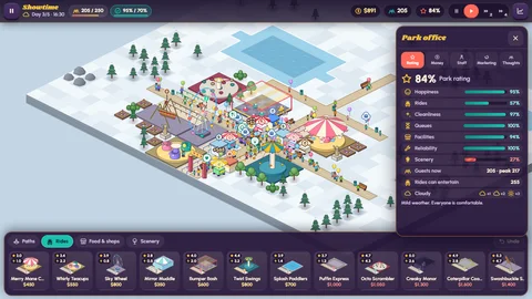 Theme Park Manager — park office.