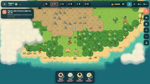 Island Survival Strategy — early camp.